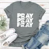 T-shirt femme religieux priez dessus priez dessus priez à travers elle t-shirts décontractés