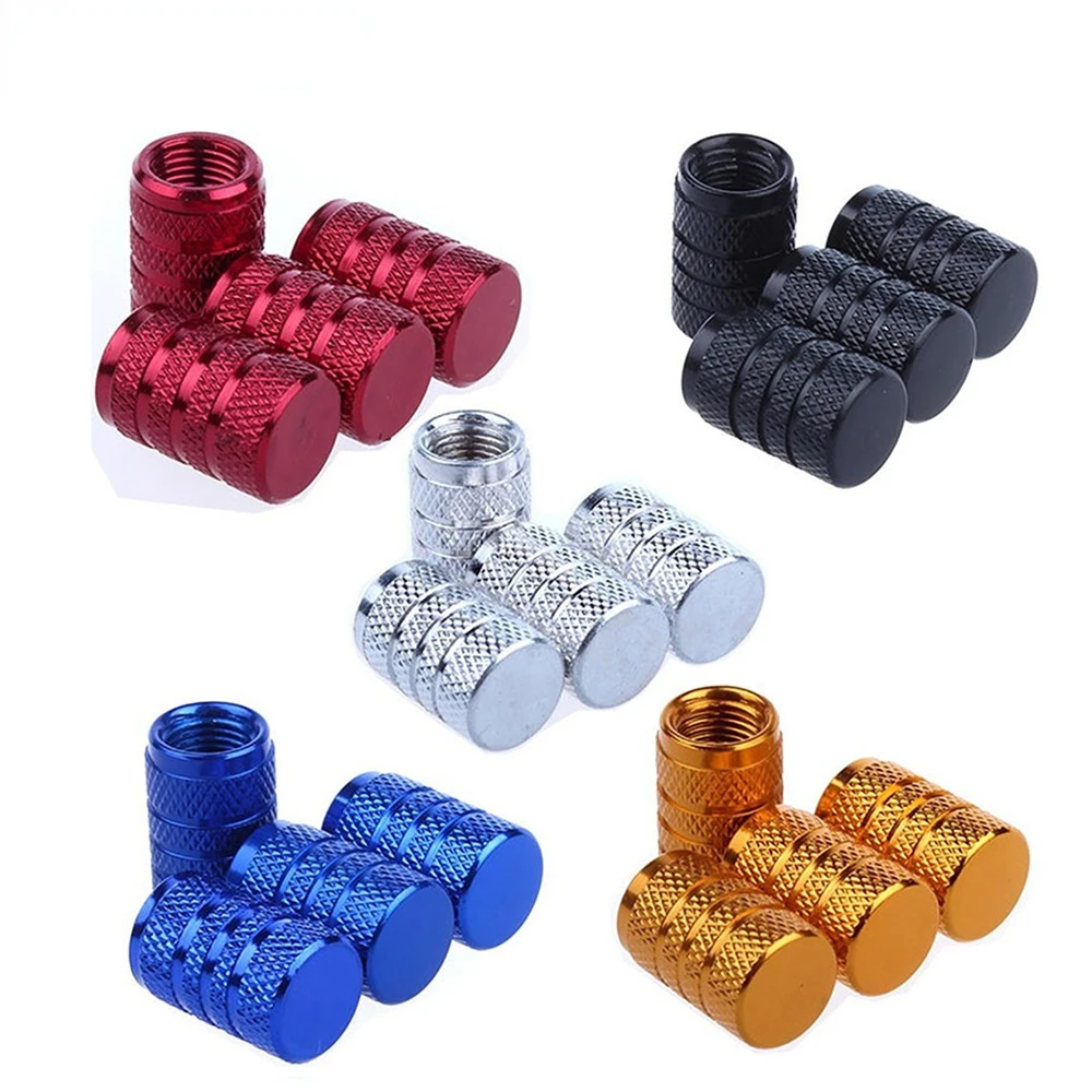 4 pièces bouchon de Valve de pneu de Style moletage en aluminium argent bouchon de tiges de Valve de pneu de voiture tige de roue de pneu bouchon de Valve d