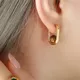 Boucles d'oreilles créoles en forme de U pour femmes bijoux en titane acier Agate verte perle