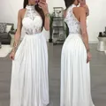 Robe Maxi en Dentelle pour Femme Dos aux Sexy Amissié Slim Style Boho Élégante Soirée Dos