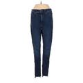 Express Jeans - High Rise Skinny Leg Denim: Blue Bottoms - Women's Size 4 - Dark Wash