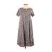 Lularoe Casual Dress - Midi Crew Neck Short sleeves: Brown Marled Dresses - Women's Size 2X-Small