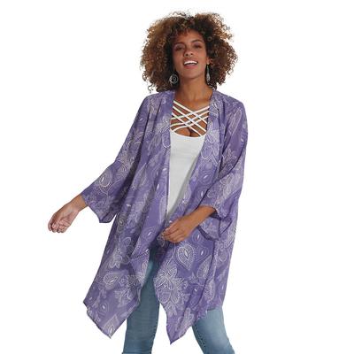 Masseys Sheer Kimono (Size 3X) Paisley Purple, Pol...