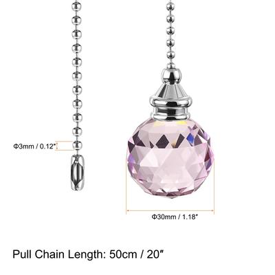 Ceiling Fan Pull Chain, Nickel Finish Chain Ornament Extension, Crystal Ball Pendant