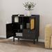 Cabinet Display Storage Table with 2 Woven Cane Doors and Drawers