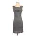 Mango Casual Dress - Sheath Scoop Neck Sleeveless: Gray Graphic Dresses - Women's Size X-Small