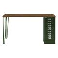 Schreibtisch »MultiRange« nussbaumfarbene Platte mit 10 Schubladen Olivgrün, Bisley, 140x74x60 cm