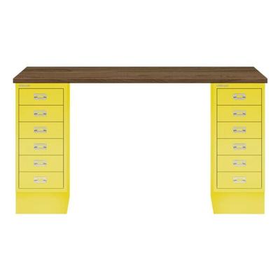 Bisley Schreibtisch »MultiRange« nussbaumfarbene Platte mit 12 Schubladen gelb, 140x74x60 cm Image