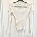 Victoria's Secret Sweaters | Ivory White Lace-Up Back Ribbed Fitted Wide Neck Long-Sleeves Sweater | Color: Cream/White | Size: S