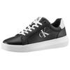 Plateausneaker CALVIN KLEIN JEANS "SEAMUS 20L", Herren, Gr. 44, schwarz-weiß (schwarz, weiß), Leder, sportlich, Schuhe, Freizeitschuh, Halbschuh, Schnürschuh mit Kontrastbesatz