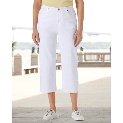 Appleseeds Women's Dreamflex Fringe-Hem Comfort-Waist Capri Jeans - White - 8 - Misses