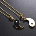 Pendentif Yin Yang en acier inoxydable 2 pièces assorties Puzzle collier bijoux d'anniversaire