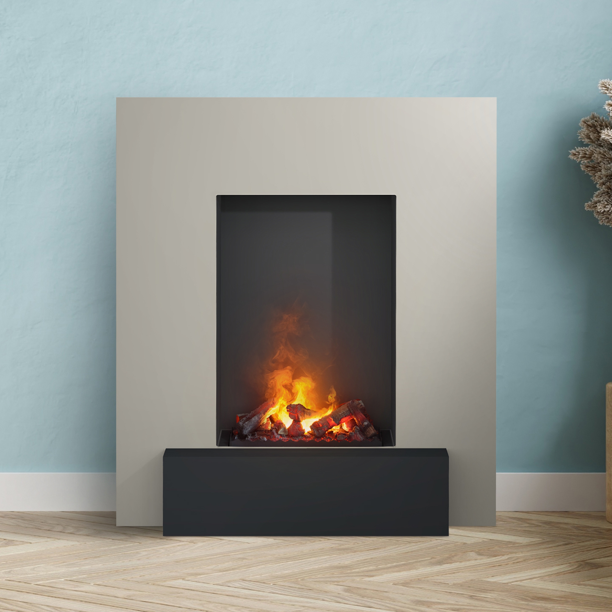 Noble Flame SUVA 950 FS [Opti-myst Elektrokamin mit Heizung]: Seidengrau - Schwarz, pulverbeschichtet