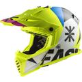 LS2 MX437 Fast Heavy Evo Motocross Helm, weiss-blau-gelb, Größe S