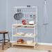 White and Natural Steel Kitchen Bakers Rack