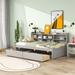 Wood Platform Bed Twin Bed with Side Bookcase, Drawers for Kids