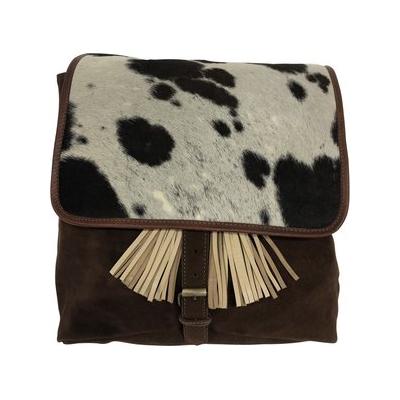 Huntley Equestrian Suede Leather Designer Shoulder Backpack, Brown