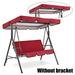 Yannee 1*Ceiling Cover + 1*Seat Cover Garden Outdoor 3-Person Metal Porch Swing Chair Bench with Canopy (without Swing) Red