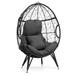 Crestlive Products Gray Outdoor Indoor Patio Wicker Egg Chair with Cushion and Pillow