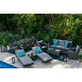 Bari 16-Piece Wicker Combination Furniture for Patio (L) Outdoor Combination Sofa Set Eight-Seat Dining Set and Chaise Lounge Set (16-Piece Mixed Gray)