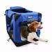 JESPET Soft Pet Crates Kennel 3 Door Soft Sided Folding Travel Pet Carrier with Straps and Fleece Mat for Dogs Cats Rabbits Indoor/Outdoor Use with Grey Blue & Beige Black