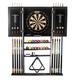 GSE Games & Sports Expert 10 Billiard Pool Cue Wall Mounted Rack & Dart Board Cabinet Combination Cue Rack Only. Dartboard Cabinet Only with Dart Scoreboard (Black)