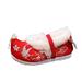 JDEFEG Lavish Boots Children Embroidered Shoes Hanfu Shoes Winter Shoes Plush Thickened Cotton Shoes Girls Dance Shoes Kids Boots Cow Girl Silk Red 37