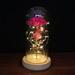 Beauty and The Beast Colorful Artificial Rose Flowers Glass Rose Silk with Led Light Mother Gift