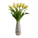 Nearly Natural 22 Dutch Tulip Artificial Arrangement in Stoneware Vase with Gold Trimming