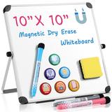 Small Dry Erase Board 10 X 10 Small Whiteboard with Stand Portable Magnetic Tabletop Erase Board for Kids Drawing Desktop for Students Kids Home Office