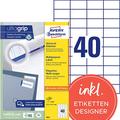 AVERY Zweckform 3651 Universal Etiketten (4.000 Klebeetiketten, 52,5x29,7mm auf A4, Papier matt, individuell bedruckbar, selbstklebende Aufkleber mit ultragrip) 100 Blatt, weiß