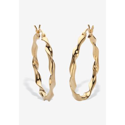 Women's Yellow Gold Plated Sterling Silver Twisted Hoop Earrings (30Mm) Jewelry by PalmBeach Jewelry in Gold