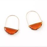 Anthropologie Jewelry | Amber Glass Crescent Hoop Earrings | Color: Brown/Gold | Size: Os