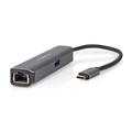 Nedis CCBW64220AT02 USB Multi-Port-Adapter - USB 3.2 Gen 1 - USB-C™ Stecker - HDMI™ Ausgang / RJ45 Buchse/USB-A Buchse/USB-C™ Buchse - 5 Gbps - 0.20 m - Rund - Vergoldet - PVC - Anthrazit - Box