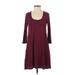 Lulu Casual Dress - A-Line: Burgundy Solid Dresses - Women's Size X-Small