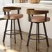 Corrigan Studio® Drees Swivel Counter & Bar Stool Upholstered/Leather/Metal/Faux leather in Gray/Brown | 37 H x 21 W x 19 D in | Wayfair