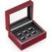 Tonchean Visual Jewelry Storage Box 6 Slots Wood/Leather in Brown/Red | 2.8 H x 4.7 W x 6.3 D in | Wayfair US22-0161-2