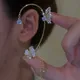 Boucles d'Oreilles Coréennes à la Mode pour Femme Bijoux en Forme de Fleur Papillon Clips