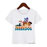 T-shirt blanc à manches courtes Sharking Sharkdog pour enfants vêtements d'été pour bébés