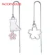 Asymétrie argent petit chat fleur motif boucles d'oreilles goutte 925 en argent Sterling boucles