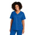 Wonderwink WW4760 Women's WorkFlex Mock Wrap Top in Royal Blue size Medium | 65/35 polyester/cotton