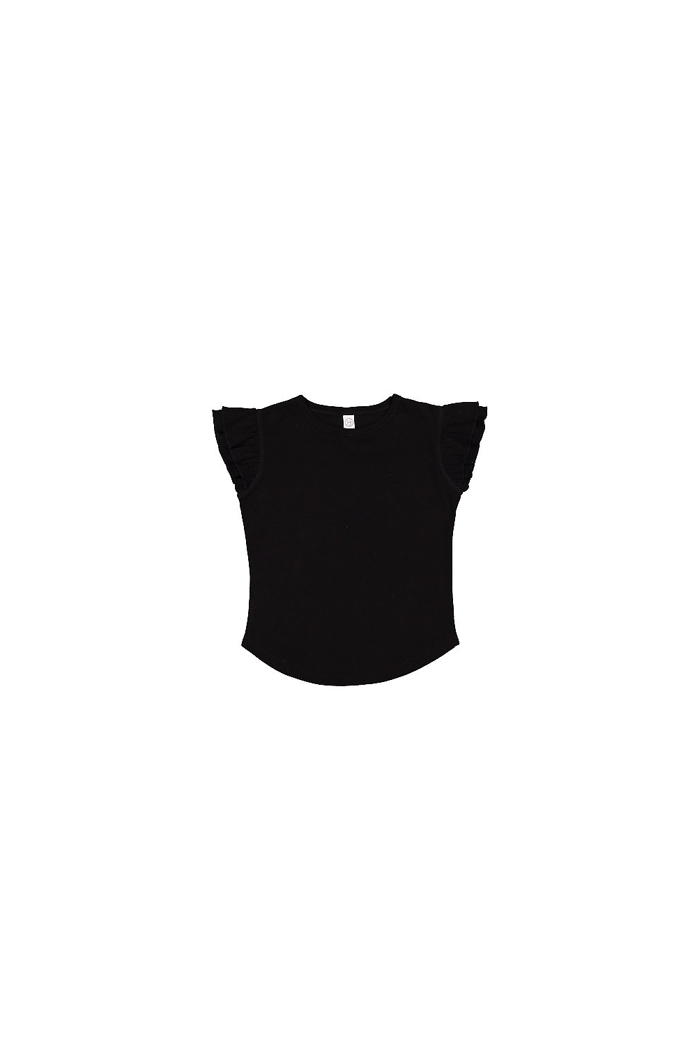Rabbit Skins RS3339 Toddler Girls Flutter Sleeve T in Black size 3T | Cotton 3339
