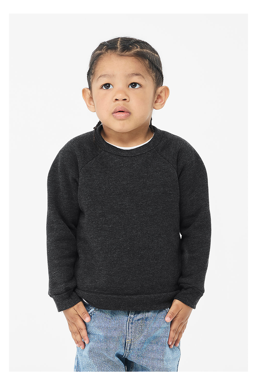 Bella + Canvas 3901T Toddler Sponge Fleece Crew in Dark Grey Heather size 2T | Cotton/Polyester Blend