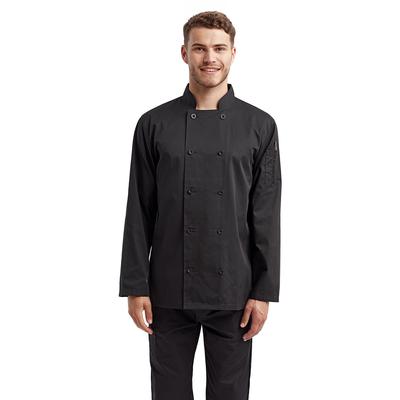 Artisan Collection by Reprime RP657 Long-Sleeve Sustainable Chef's Jacket in Black size Small | 65/35 polyester/cotton