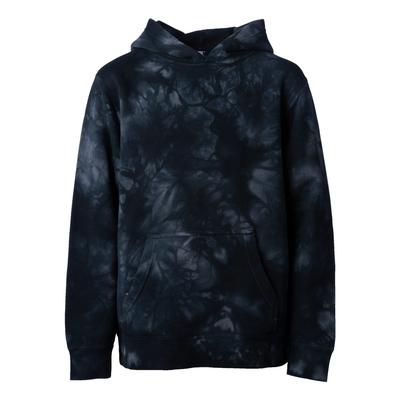 Independent Trading Co. PRM1500TD Youth Midweight Tie-Dye Hooded Pullover T-Shirt in Tie Dye Black size XS | Cotton/Polyester Blend