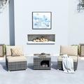 XIZZI Rattan Woven Outdoor Three-piece Set w/ End Table Synthetic Wicker/All - Weather Wicker/Wicker/Rattan in Gray | Wayfair HOP2-TG-600