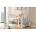 White Twin over Twin Metal House Bunk Bed with Built-in Ladder