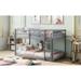 Twin Over Twin Low Bunk Bed with Ladder for Kids, Solid Wood Low Bedframe, Children Bedroom Furniture, No Box Spring Needed