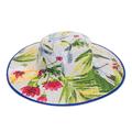 'Tropical Cotton Sun Hat with Blue Piping and 4-Inch Brim'