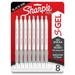 Sharpie S-Gel Pens - Medium Pen Point - 0.7 mm Pen Point Size - Black Gel-based Ink - White Metal Barrel - 8 / Pack | Bundle of 10 Packs